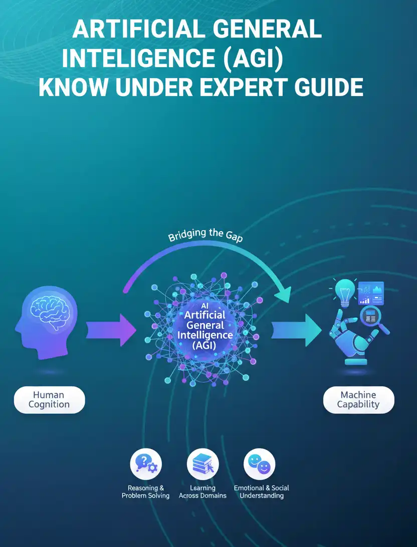 artificial general intelligence concept showing human brain and AI network connection