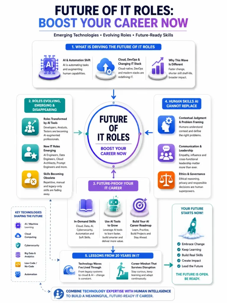 A diagram showing the future of IT roles evolving with AI and digital transformation